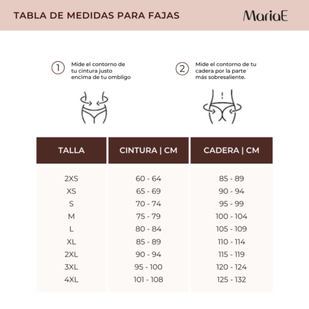 Tabla de medidas fajas